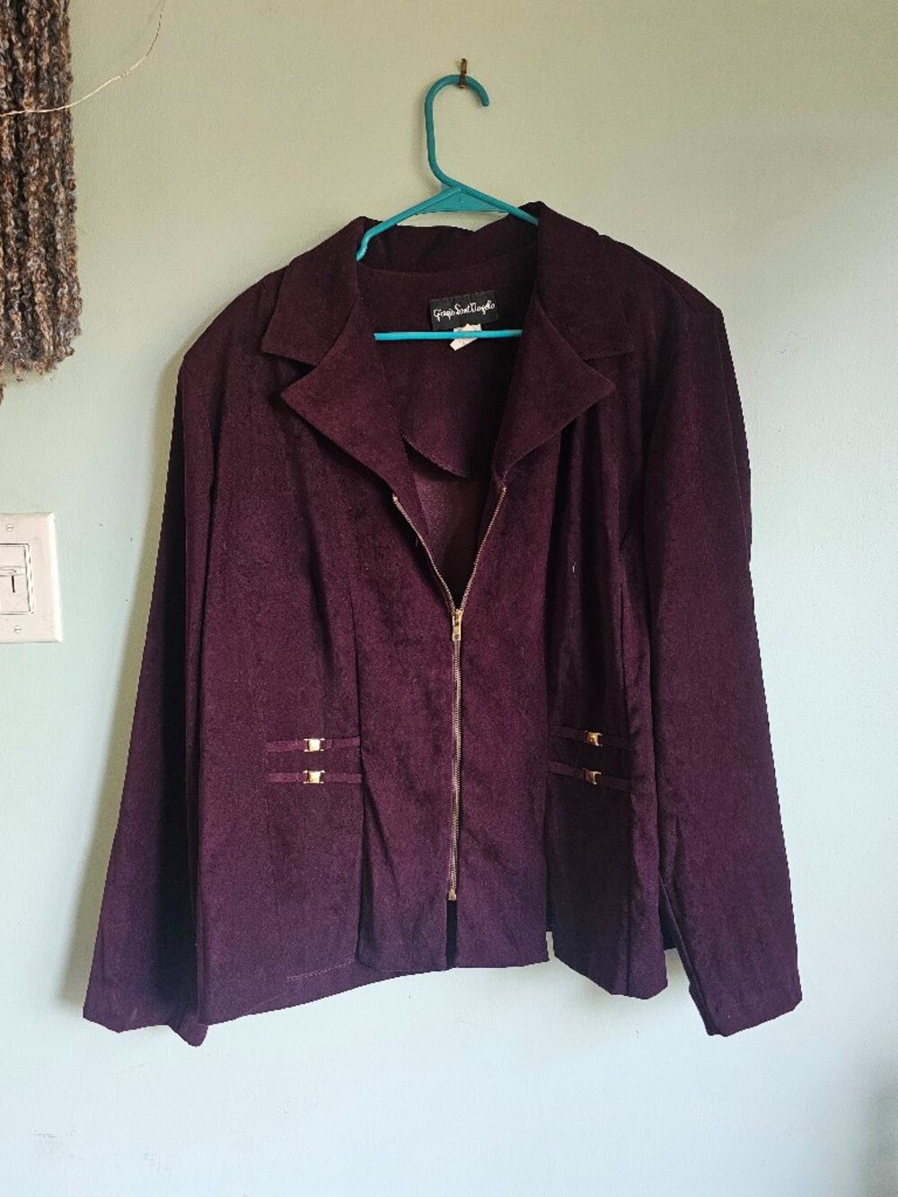 Giorgio Sant Angelo Purple Suede Zip Up Blazer Size 20